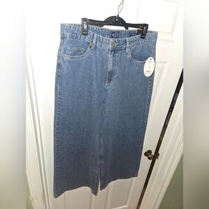 Denim Wide Leg Cut Jeans